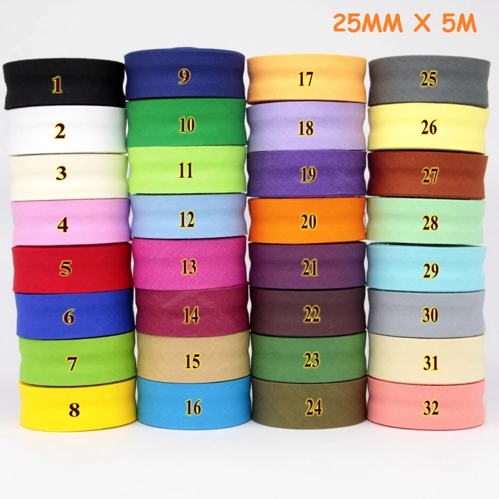 شريط حواف قطني بعرض 25 مم، قاب - مراجعة Binding Tape Bias وسعره