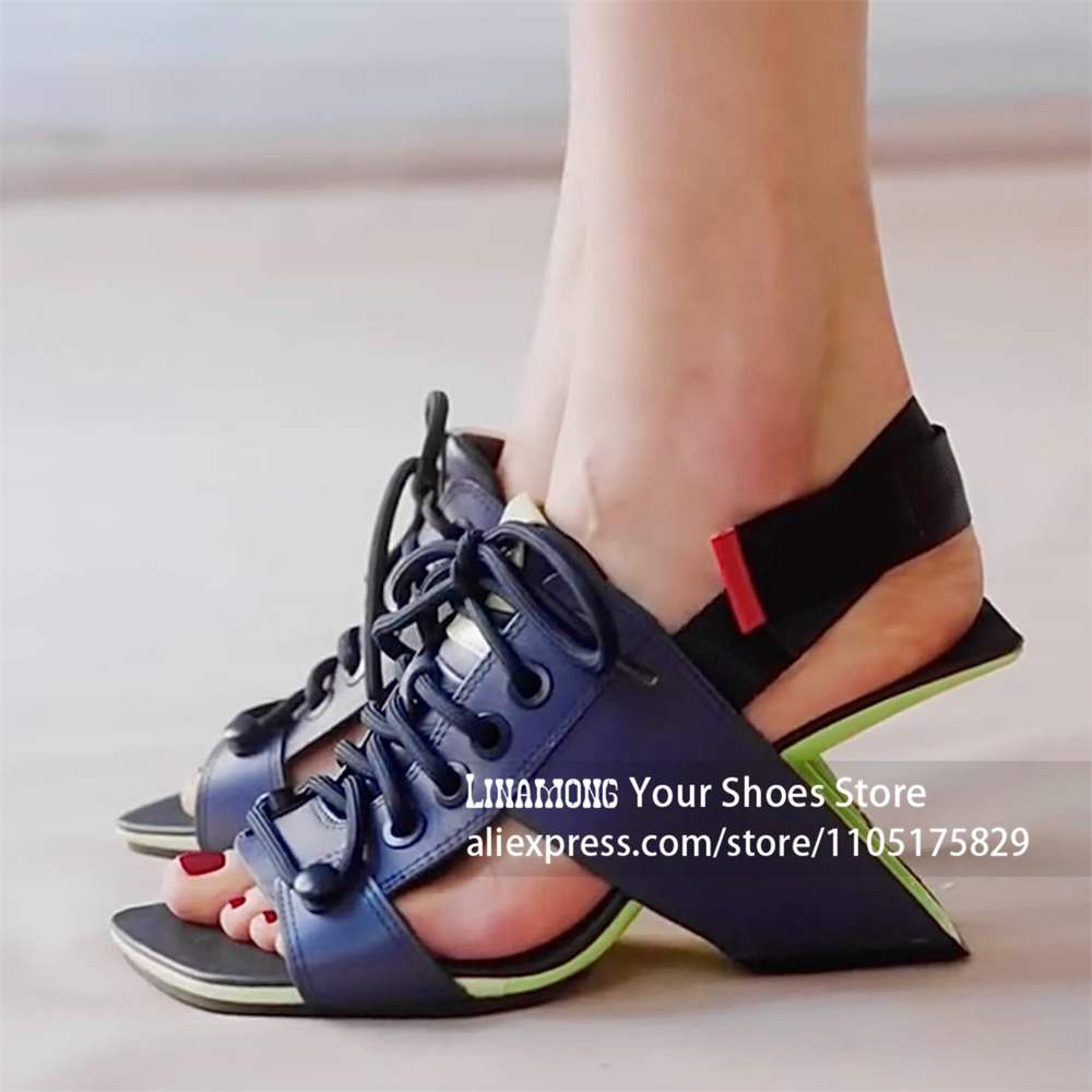 صنادل بكعب غير متماثل بتصميم ه - مراجعة Elastic Waistband Roll وسعره